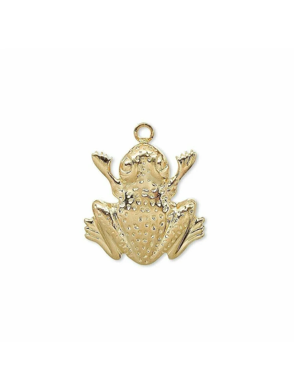 Gold 14K Plated Stamped Brass Metal Frog Drops Charms 10 pcs